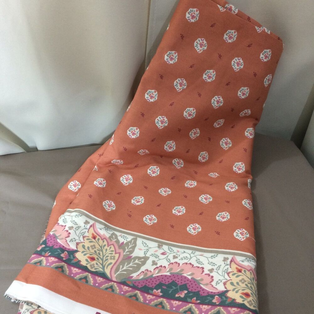 Vintage 1990s Waverly Cheri Floral Cotton Fabric 2.5 Yards 50 Wide Cottage